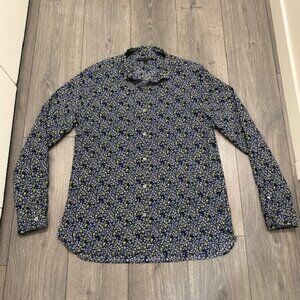 John Varvatos Blue Floral Cotton Button Up Shirt Size L